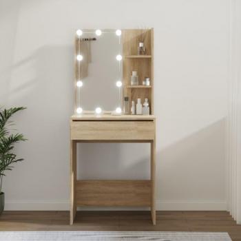 VidaXL Dressing Table with LED Sonoma Oak 60x40x140 cm