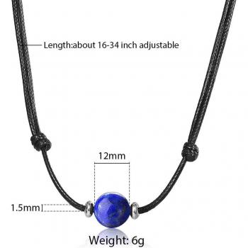 Collar de cuero con Ojo de Tigre y cuentas individuales