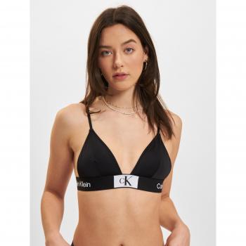 Parte Superior de Bikini Triángulo Fijo Calvin Klein CK96 Negra para Mujer
