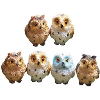 8 pièces ornement hibou micro paysage résine (couleur aléatoire)