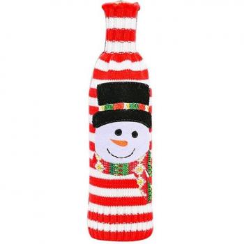 Christmas Striped Knitted Wine Bottle Cover Set of 2