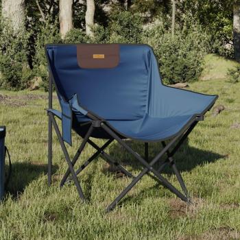 Foldable Camping Chairs with Pocket - 2 pcs Blue