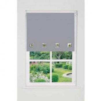Light Grey Square Eyelet Edge Roller Blind 165cm Drop