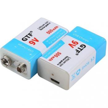 9V 1000mAh Rechargeable Micro USB Battery