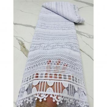Tela de encaje nigeriano de seda guipur blanca, bordado francés, 5 yardas