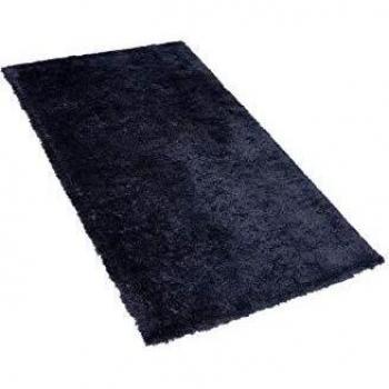 Tappeto shaggy in misto cotone e poliestere blu 80 x 150 cm soffice pelo denso