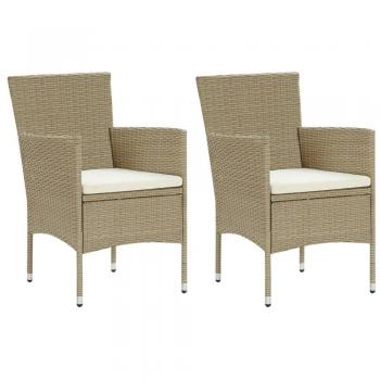 VidaXL Garten-Essstühle 2 Stk. Poly Rattan Beige