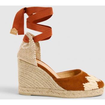 Castañer Women's Brown Ankle Wedges with Lace Detail