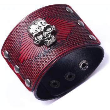 Kirykle Retro Skull Leather Wristband