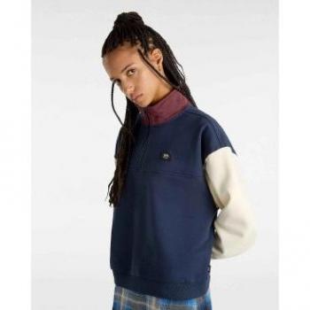 Vans Colorblock Mock-Halbschlüßel-Sweater Port Royale Blau S Damen
