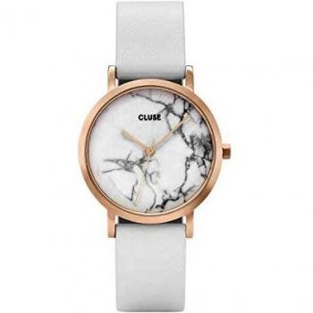 Cluse White Leather Strap Watch CL40110