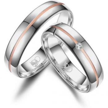 Trauring MARRYA – Silber, Rosa, Gr. 54 – Ehering für Damen – 925 Sterling