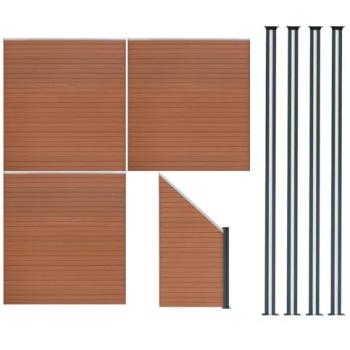 Monstershop Brown Composite Fence Panels – 3 Angled Pieces + 4 LED Posts (Unisex)