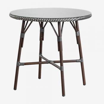 Table de Jardin Ronde Brielle Ø80 cm en Aluminium et Rotin Synthétique