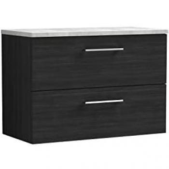 Nuie Arno Wall Hung 2 Drawer Vanity Unit | Charcoal Black | 800mm
