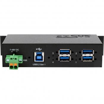 Hub Metálico USB 3.2 Gen1 de 4 Puertos con Protección ESD de 15KV y Montaje en Riel DIN