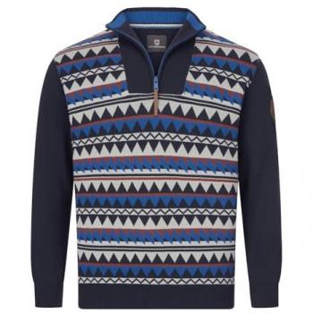 Troyer‑Kragen Strickpullover Erikvald – Jan Vanderstorm, Blau (XXL)