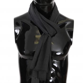 Dolce & Gabbana Striped Wool Scarf for Men - Gray