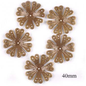40mm Antique Flower Filigree Connectors in Silver