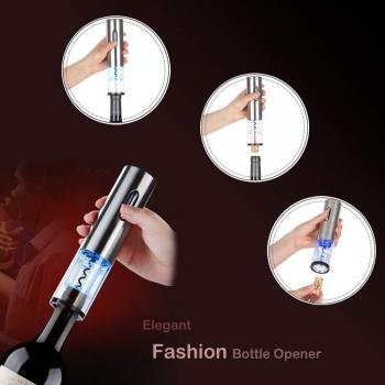 Sacacorchos Eléctrico - GOSCIEN Recargable Automático Abridor de Botellas de Vino, Acero Inoxidable Profesional Abrelatas de Vino Set con Cortador de Hoja
