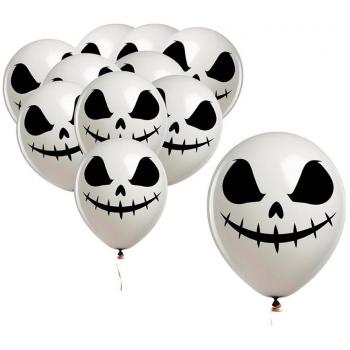 Sachet 10 Ballons Latéx Fantômes Blancs, 30 cm