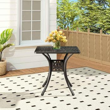 Aluminum Square Garden Table – 2.6 ft Black Outdoor Dining