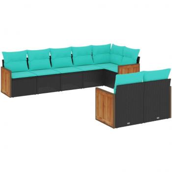 All‑Weather Black PE Rattan Patio Sofa Collection – 8 Pieces