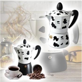 Cafetera Moka de Aluminio para 1 Taza con Diseño de Vaca Mukka Espresso