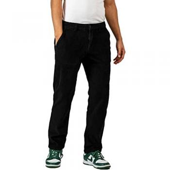 REELL Black Cord Chinos – Schwarze Stoffhose mit Stretch 98 % Baumwolle, 2 % Elastan, Größe W33/L32