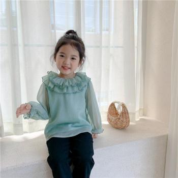 Camisa Coreana con Cuello Volante para Niñas