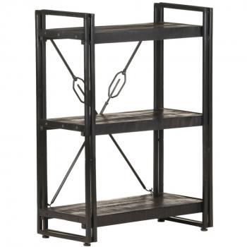 Black 3-Tier Bookcase 60x30x80 cm Solid Mango Wood by vidaXL