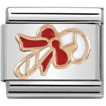 Rose Gold Candy Cane With Enamel Accent