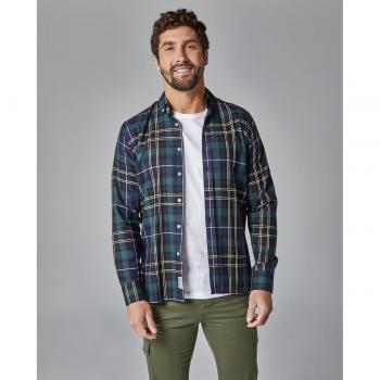 Camisa Altona cuadros azul marino cuello americano de hombre
