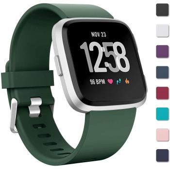 Bande sportive ajustable Zekapu pour Fitbit Versa, vert militaire, petit