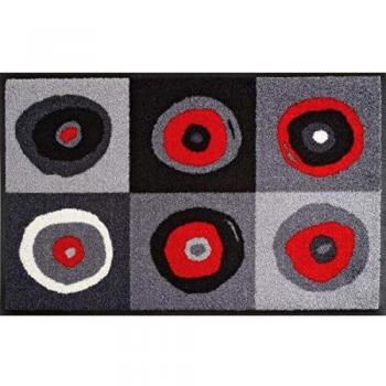 Tapis salon et chambre Wash + Dry 50x75 gris tissé motif rond