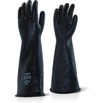 Heavy Duty 17 Industrial Latex Gauntlet (Black, 11)