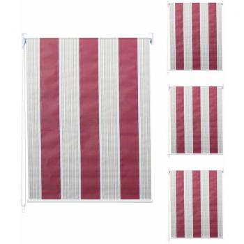 Set de Estores Enrollables HHG 338, 100x160cm, Tracción Lateral, Rojo/Blanco/Beige