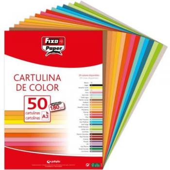 PAQ/50 CARTULINAS FIXO A3 180G. ROJO