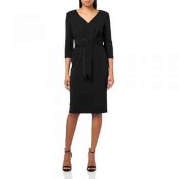 Robe Noire Adrianna Papell V-Neck Black Tie