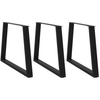 VidaXL Dining Table Legs V-Shape 3 pcs Black 90x(72-73.3) cm Steel