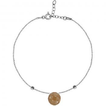 Pulsera 'Meghan' de Plata Rhodiada y Piedra de Luna Rosa