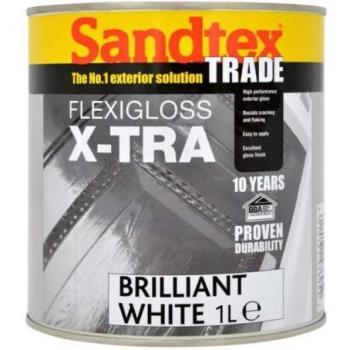 Sandtex Trade Flexigloss X-tra Flexible Gloss 1L, Brilliant White