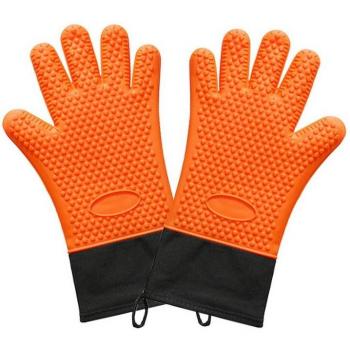 2Pcs Heat Resistant Silicone Oven Mitts - Food Grade BBQ Gloves