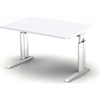 Stilvoller Bürotisch C-Fuß 120x80cm in Weiß/Weiß