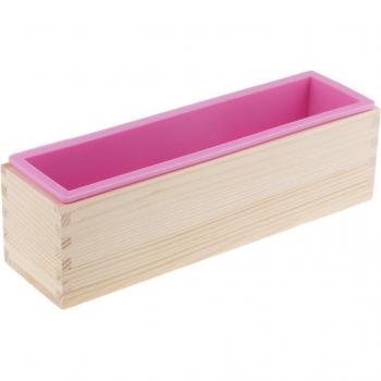 Rectangular Silicone Soap Loaf Mold Wood Box for 1.2KG/900ml Soap Making