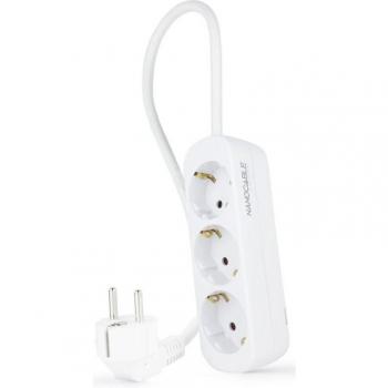 Nanocable Regleta de Enchufes con 3 Tomas Tipo F 1.4 m Blanco