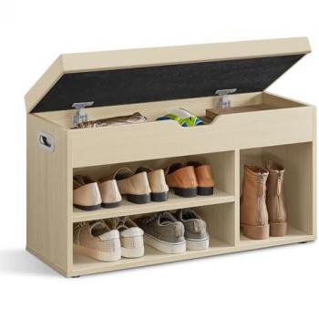 Cestello Panca con Cuscino Imbottito Beige 80 Litri