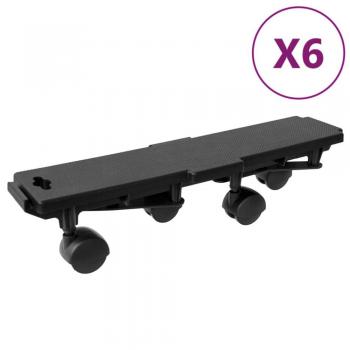 Moving Dollies 6 pcs with 4 Wheels Black Polypropylene 170 kg vidaXL