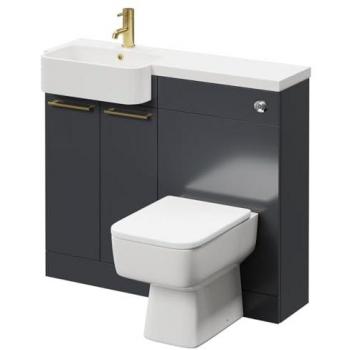 Napoli Combination Vanity Unit Toilet Suite | Gloss Grey | 1000mm