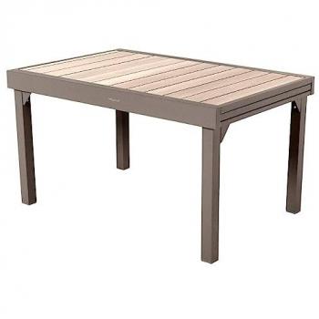 Mesa Extensible de Jardín Piazza - 10 Plazas - Aluminio con Efecto Madera Beige